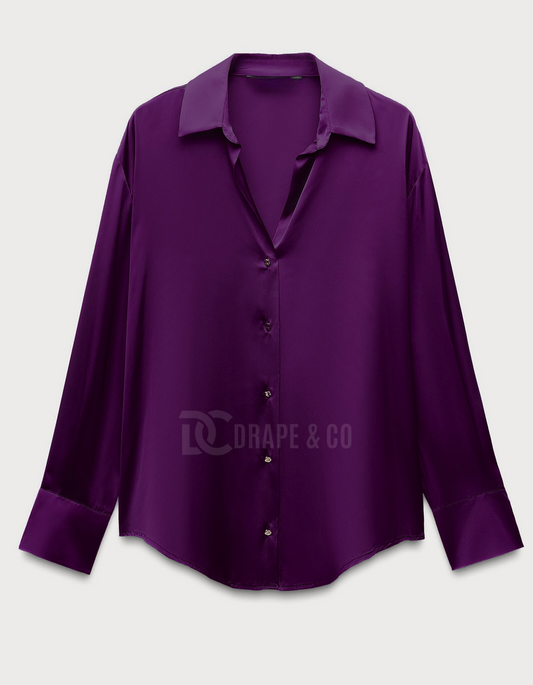 Dark Purple Button Down Silk Top