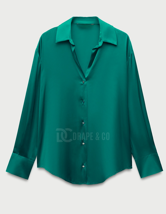 Sea Green Button Down Silk Top